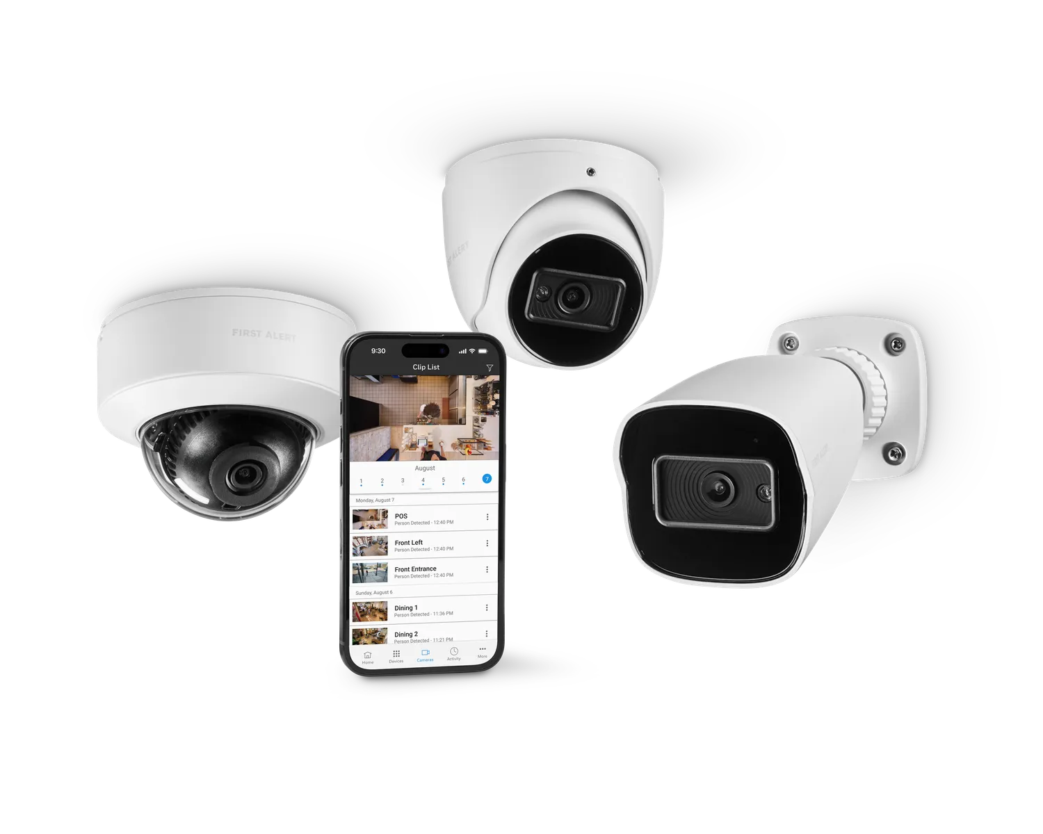 Security camera mobile app showing live remote viewing on smartphone